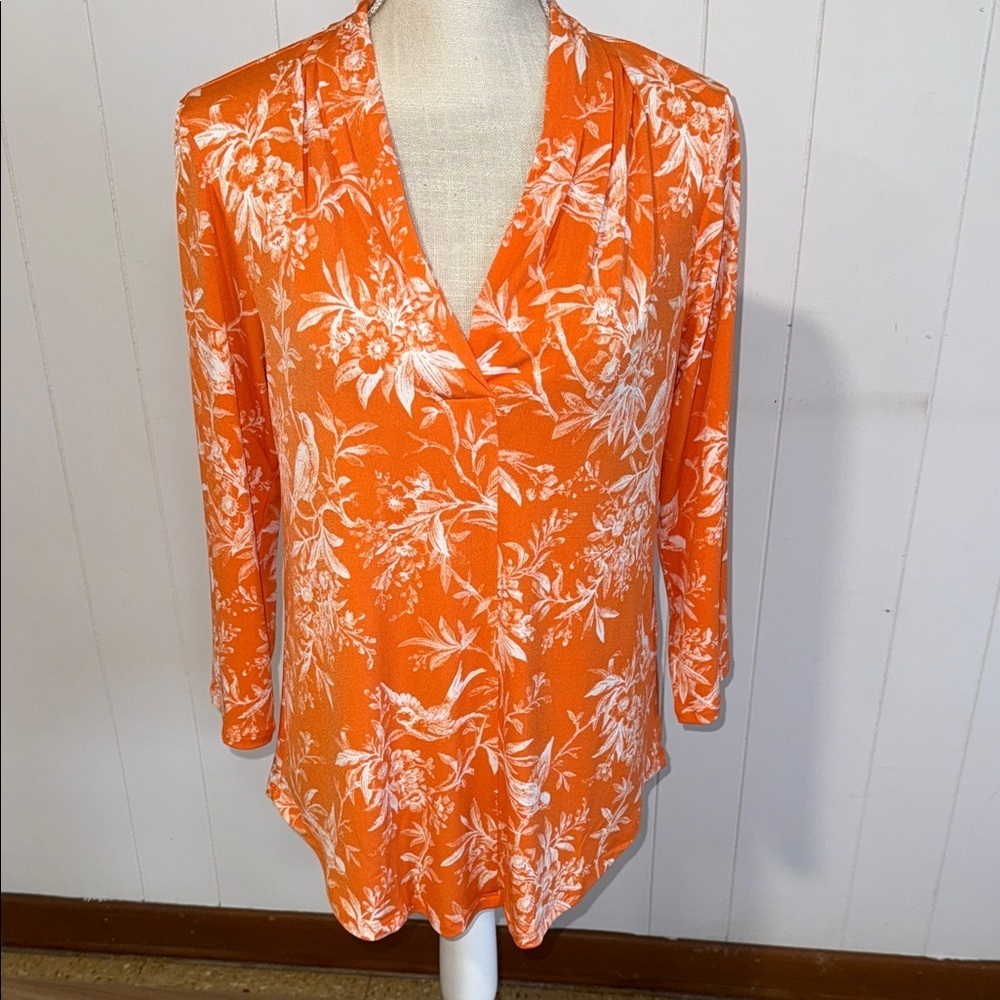 Charter Club Orange Floral Blouse